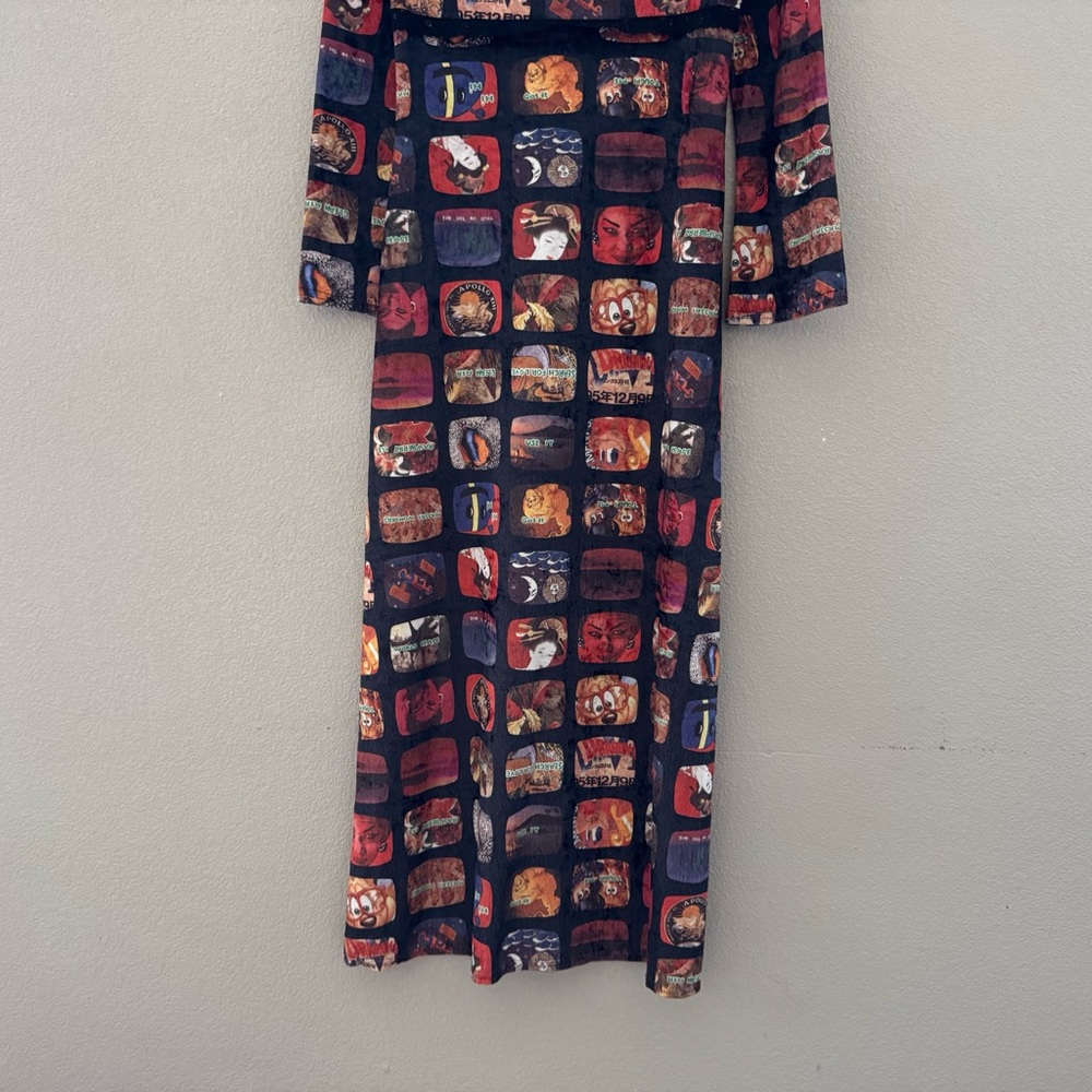 Vintage 90s Y2K Tripp NYC DAANG GOODMAN Anime Geisha Cartoon Maxi Dress Small - Picture 6 of 12